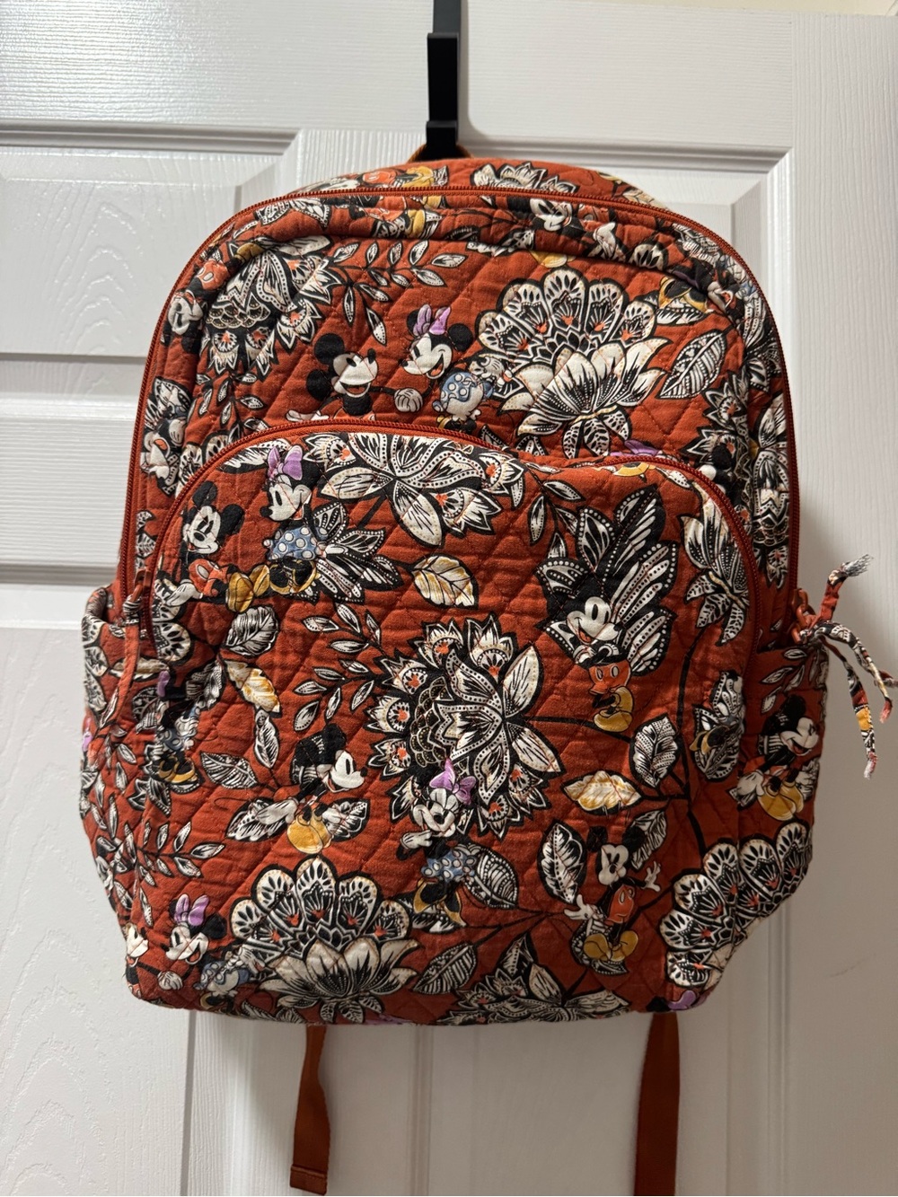 Vera Bradley Quilted Floral Disney Backpack in Rust Orange